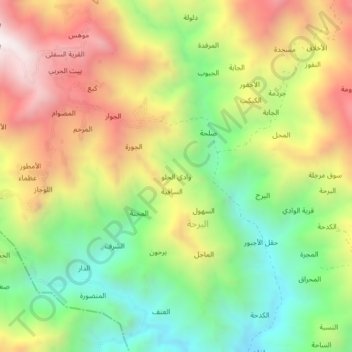 Topografische Karte Wadi al Hilu, Höhe, Relief