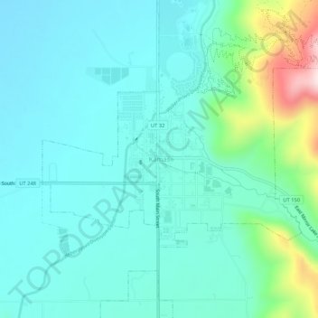 Topografische Karte Kamas, Höhe, Relief