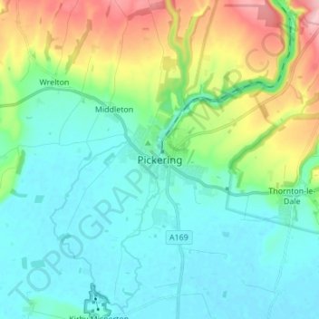 Topografische Karte Pickering, Höhe, Relief
