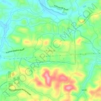 Topografische Karte Kokkad, Höhe, Relief