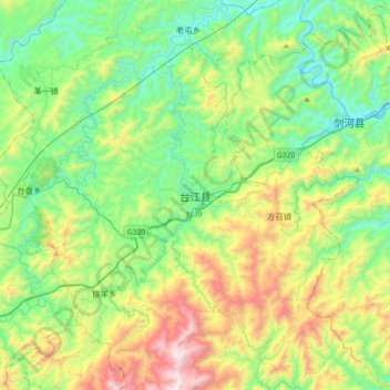 Topografische Karte Taijiang, Höhe, Relief