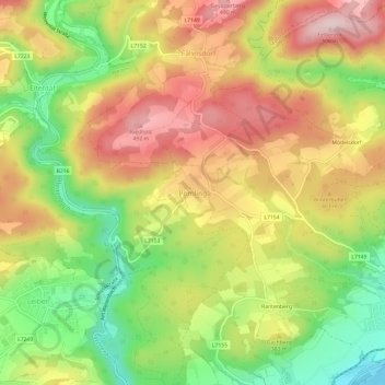Topografische Karte Pömling, Höhe, Relief