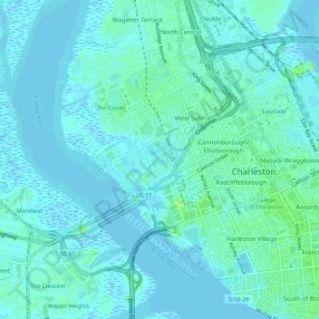 Topografische Karte Gadsden Green Homes, Höhe, Relief