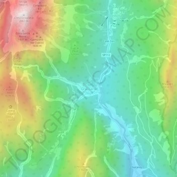 Topografische Karte Grauzaria, Höhe, Relief