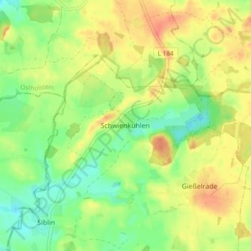 Topografische Karte Schwienkuhlen, Höhe, Relief