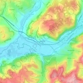 Topografische Karte Ceint d'Eau, Höhe, Relief