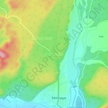 Topografische Karte Amdanda Gate, Höhe, Relief