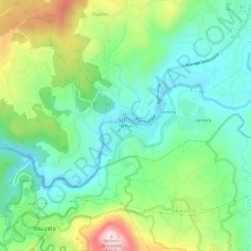 Topografische Karte Termas, Höhe, Relief