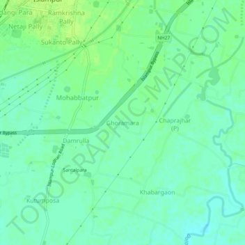 Topografische Karte Ghoramara, Höhe, Relief