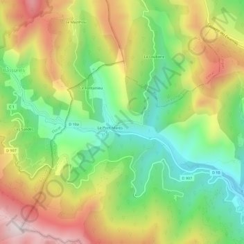 Topografische Karte Mas Supérieur, Höhe, Relief