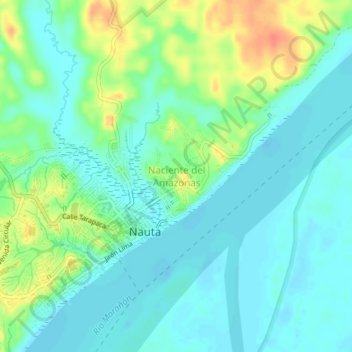 Topografische Karte Naciente del Amazonas, Höhe, Relief