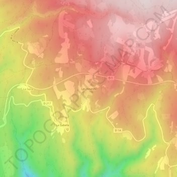 Topografische Karte Les Isnards, Höhe, Relief
