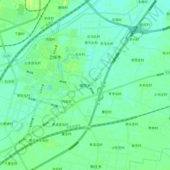 Topografische Karte 城郊乡, Höhe, Relief