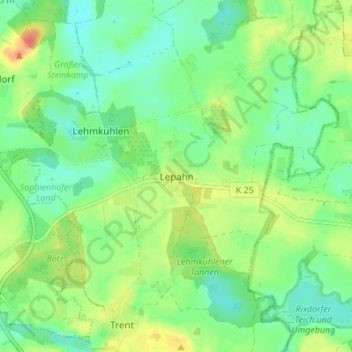 Topografische Karte Lepahn, Höhe, Relief