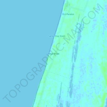 Topografische Karte Playa Maya, Höhe, Relief