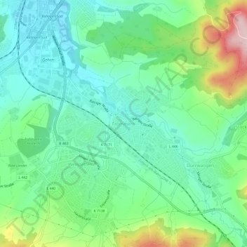 Topografische Karte Frommern, Höhe, Relief