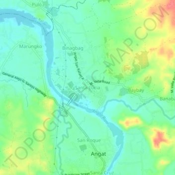 Topografische Karte Santa Lucia, Höhe, Relief