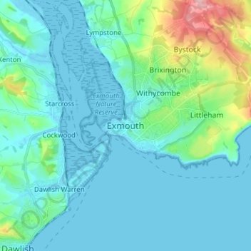 Topografische Karte Exmouth, Höhe, Relief