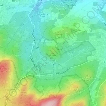 Topografische Karte Kahler Ehberg, Höhe, Relief