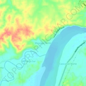 Topografische Karte Minanga Norte, Höhe, Relief