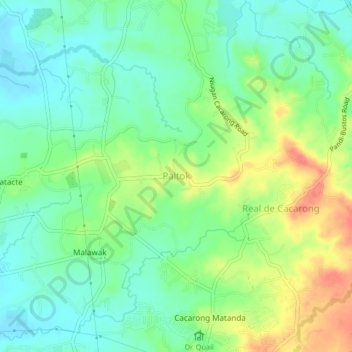 Topografische Karte Paltok, Höhe, Relief