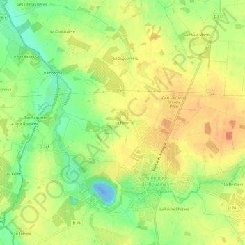 Topografische Karte Le Piltier, Höhe, Relief