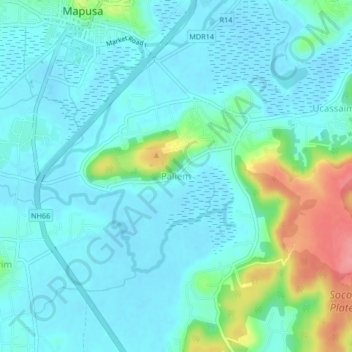 Topografische Karte Paliem, Höhe, Relief