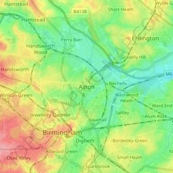 Topografische Karte Aston, Höhe, Relief