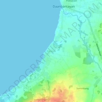 Topografische Karte Bitoon, Höhe, Relief