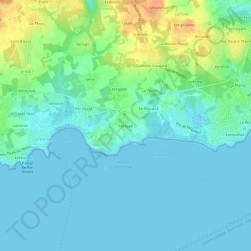 Topografische Karte Kerpape, Höhe, Relief