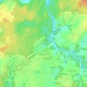 Topografische Karte Champot, Höhe, Relief