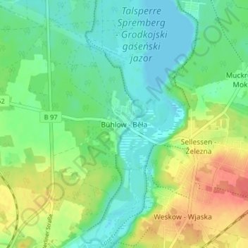 Topografische Karte Bühlow, Höhe, Relief