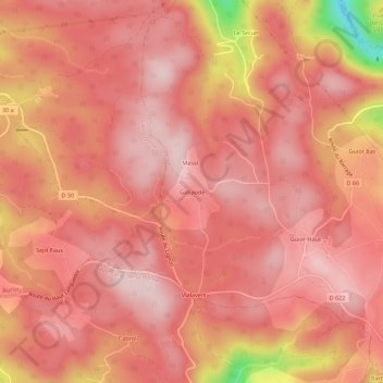Topografische Karte Gabaude, Höhe, Relief