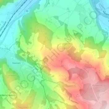 Topografische Karte Bergweid, Höhe, Relief