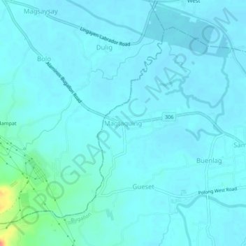 Topografische Karte Magtaquing, Höhe, Relief