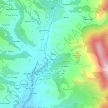 Topografische Karte Rousset, Höhe, Relief
