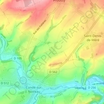 Topografische Karte Bouilly, Höhe, Relief