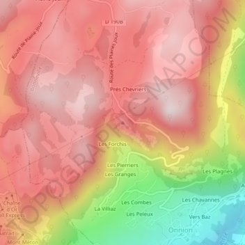 Topografische Karte Rocher Blanc, Höhe, Relief
