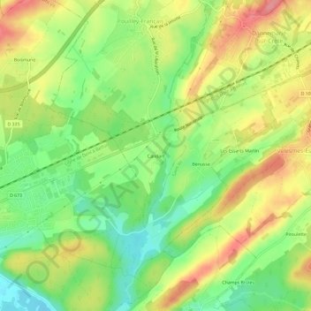 Topografische Karte Candart, Höhe, Relief