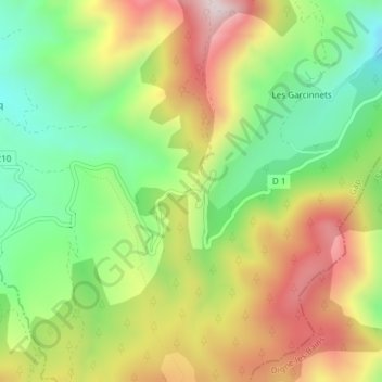Topografische Karte Col des Garcinets, Höhe, Relief