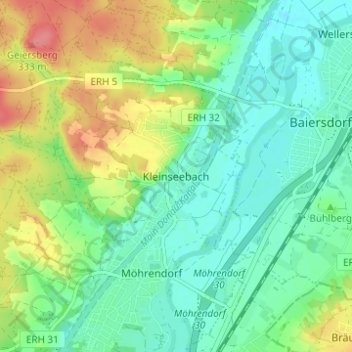 Topografische Karte Kleinseebach, Höhe, Relief