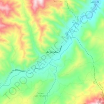 Topografische Karte Acevedo, Höhe, Relief