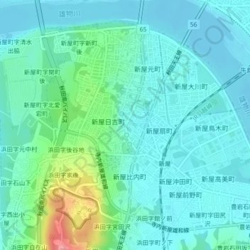 Topografische Karte 愛宕下地蔵清水, Höhe, Relief