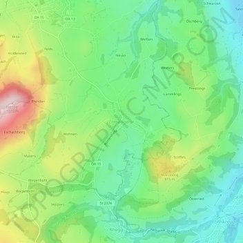Topografische Karte Ermengerst, Höhe, Relief