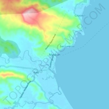 Topografische Karte Mauban, Höhe, Relief