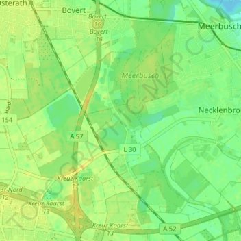 Topografische Karte Broicherseite, Höhe, Relief