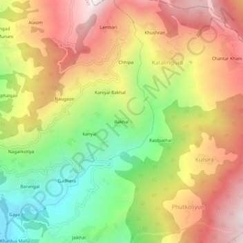 Topografische Karte Bakhal, Höhe, Relief