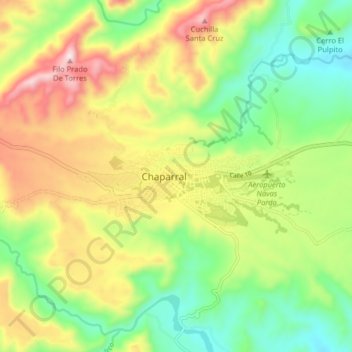 Topografische Karte Chaparral, Höhe, Relief