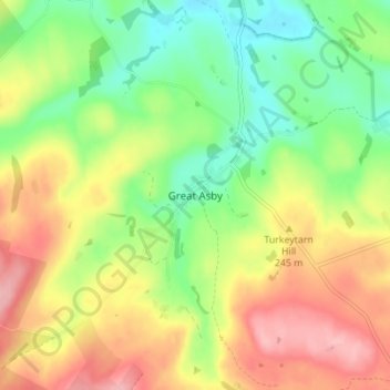 Topografische Karte Great Asby, Höhe, Relief