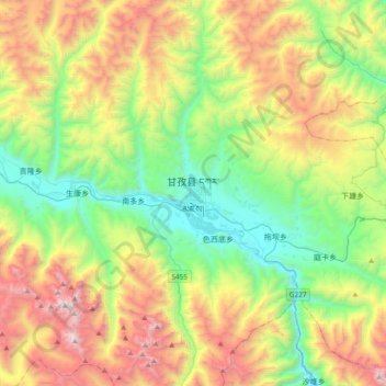 Topografische Karte 甘孜县, Höhe, Relief